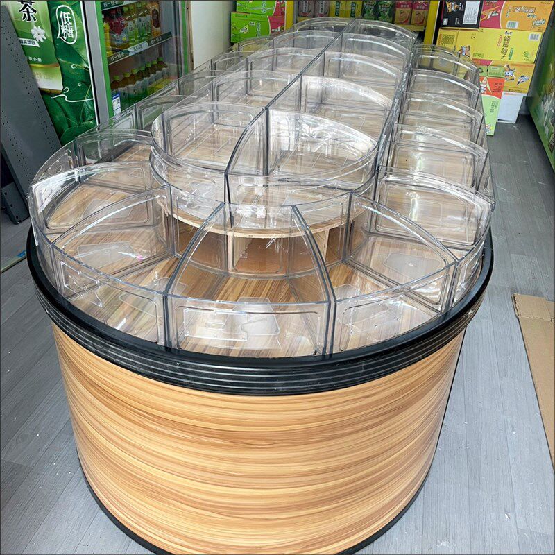 超市零食货架散称食品柜果冻饼干展示架糖果陈列柜散货圆形中岛柜