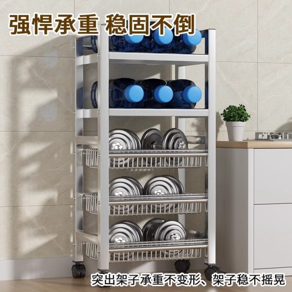 不锈钢厨房置物架家用微波炉烤箱落地夹缝多层收纳储物货架收纳架