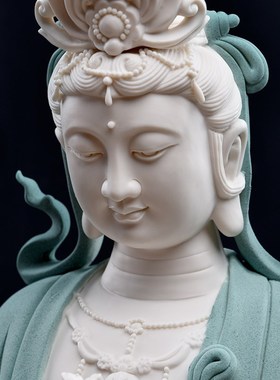 东方泥土陶瓷观音佛像摆件德化白瓷雕塑艺术会所客厅玄关装饰摆设