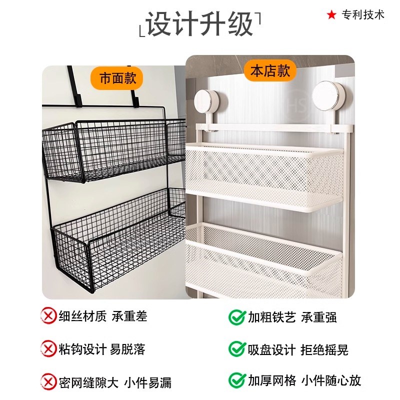 冰箱置物架侧边吸盘收纳厨房多功能收纳架多层免打孔壁挂式调料架