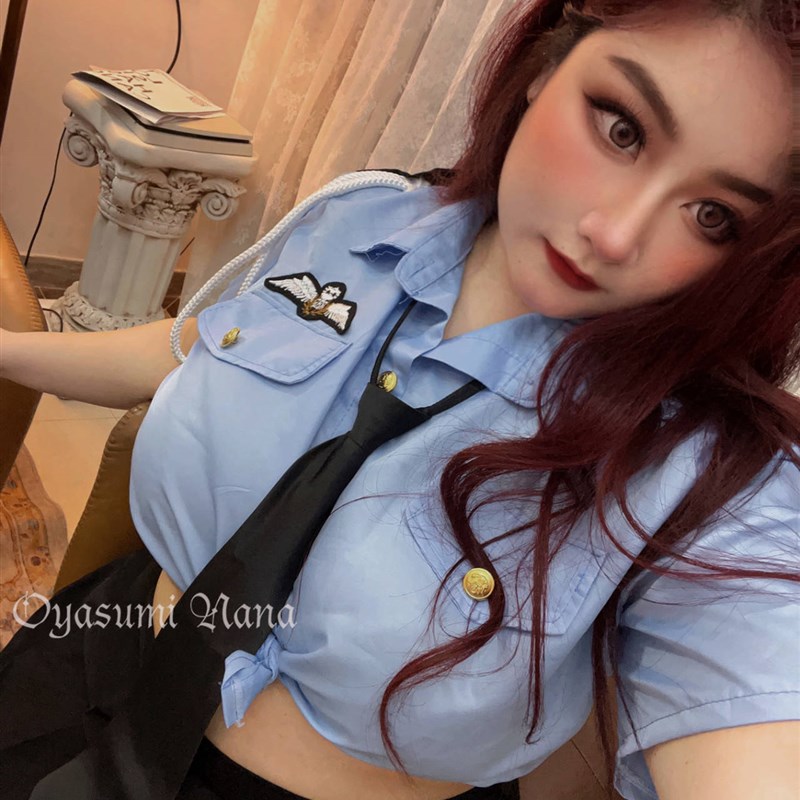 晚安奈奈 迷情教官 纯欲大码COS女警飞行员空姐JK百褶裙制服