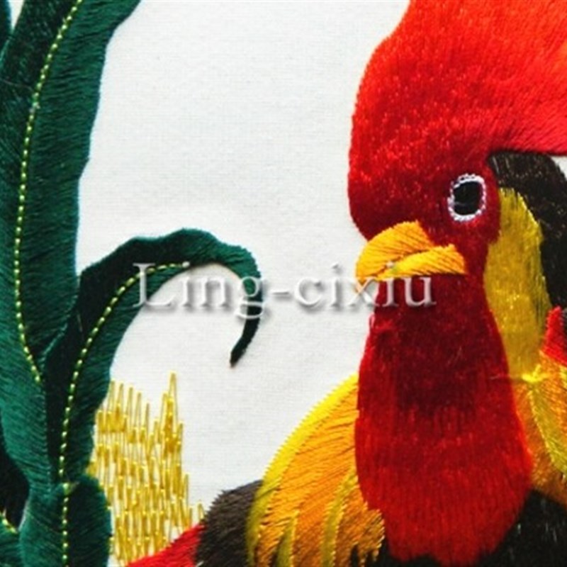 大富贵苏绣成品鸡软裱平针绣苏州刺绣装饰画客厅挂画家居壁画礼品图片