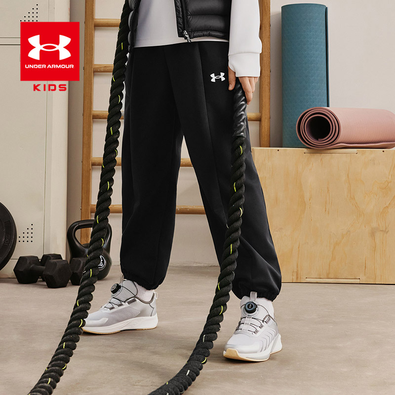 安德玛童装儿童加绒弹力运动裤