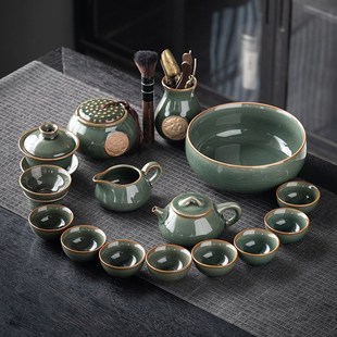 家用办公室轻奢高档陶瓷茶壶茶杯功夫茶泡茶整套 哥窑秘釉茶具套装