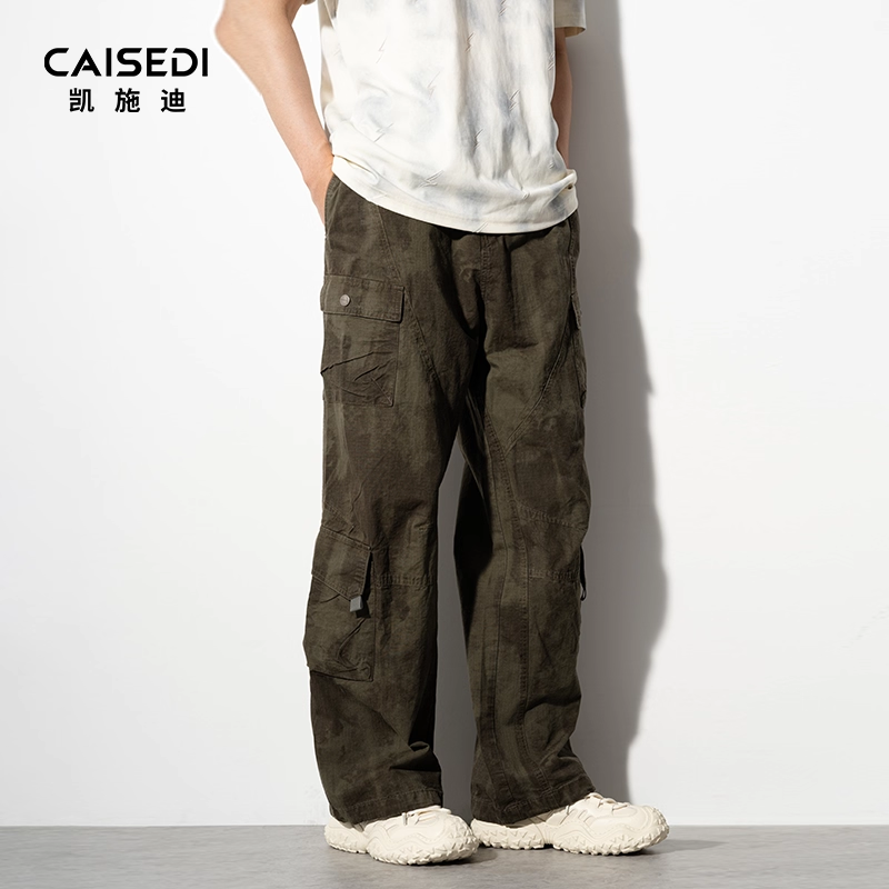 凯施迪美式休闲直筒工装裤男春夏