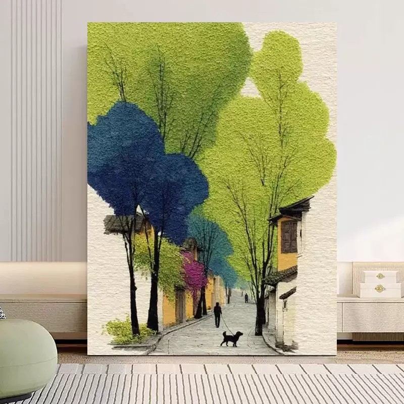 江南美景小清新装饰画小众仿油画风景唯美自然治愈卧室客厅摆挂画