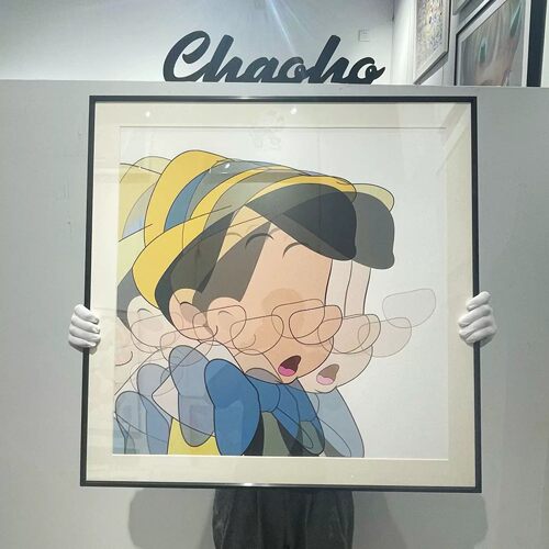 匹诺曹方形装饰画小众艺术创意高级氛围感艺术卡通卧室客厅摆挂画