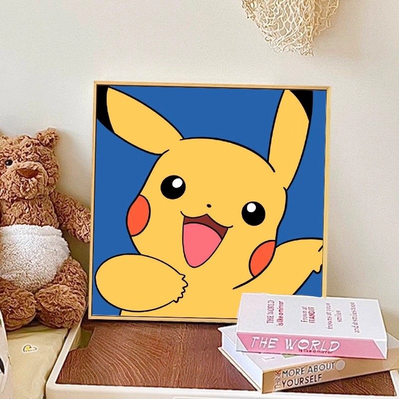 皮卡丘卡通动漫方形装饰画成品童年神奇宝贝可爱儿童房卧室摆挂画