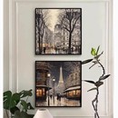 巴黎冬景客厅装 饰画轻奢摄影海报艺术卧室床头方形餐厅复古摆挂画