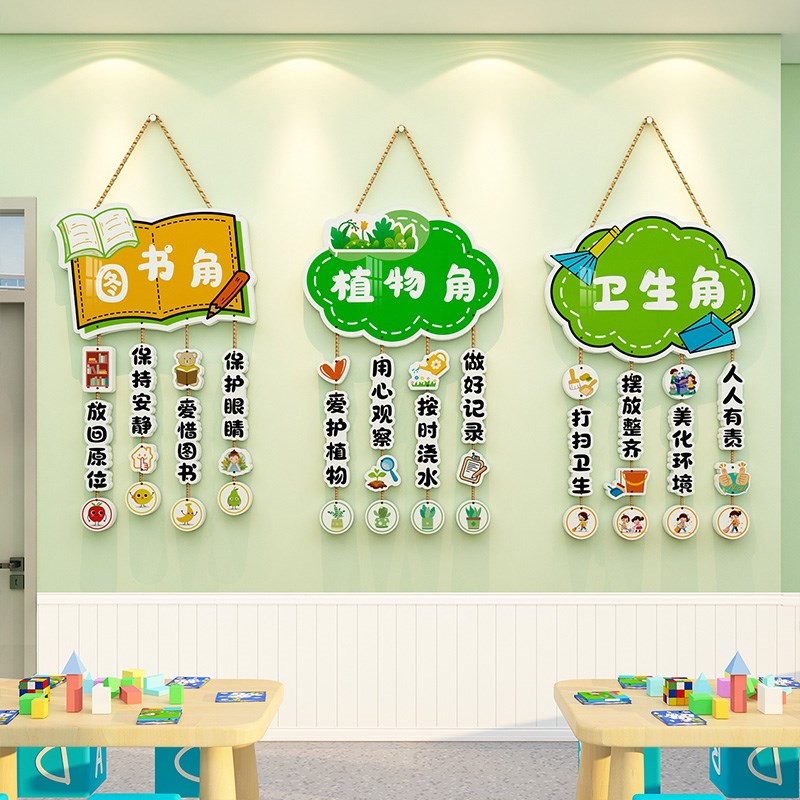 幼儿园图书角区域种植物角规则牌环创挂饰吊饰装饰环境布置材料