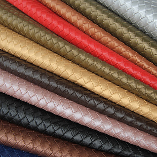 人造皮革面料u仿皮硬包布料合成革沙发皮料黑色di格子编织纹