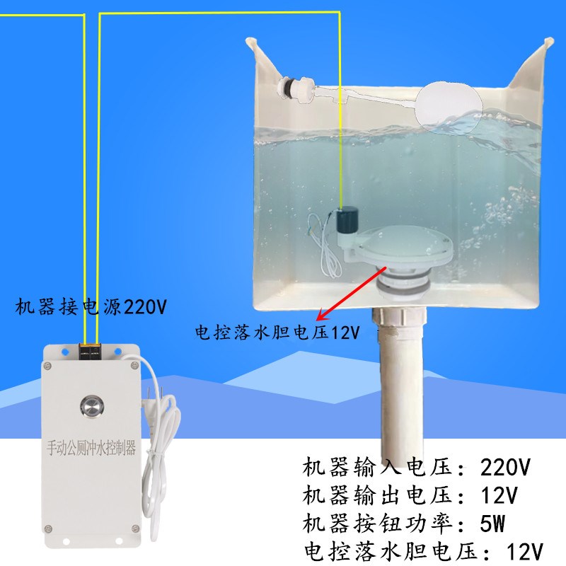 不锈钢自动冲洗公厕水箱智能电控节水手按冲洗控制器沟槽感应器