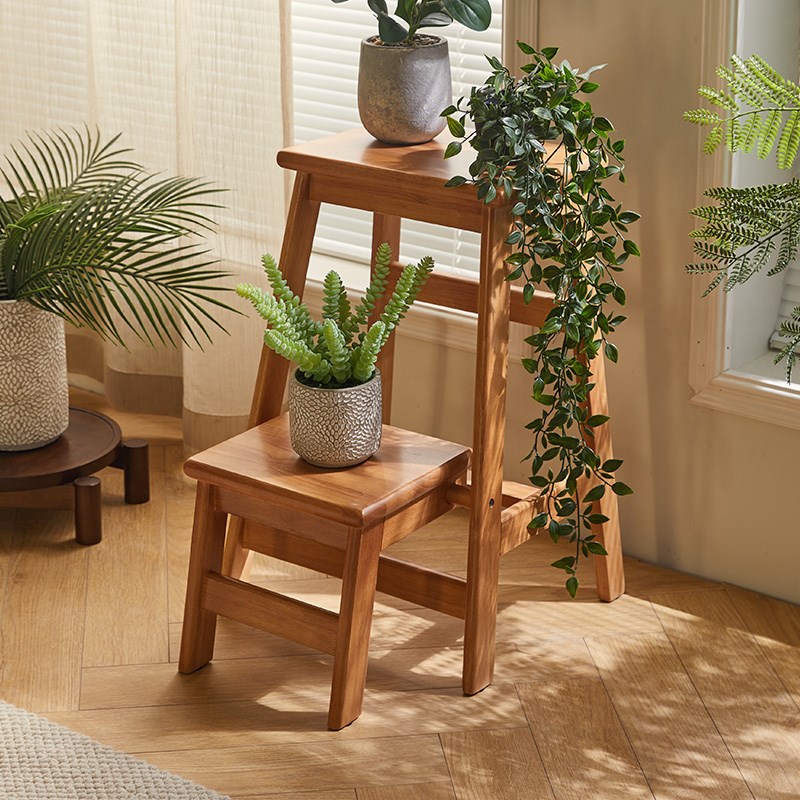 实木可折叠梯凳家用登高两用梯子楼梯椅子木质板凳高脚换鞋凳