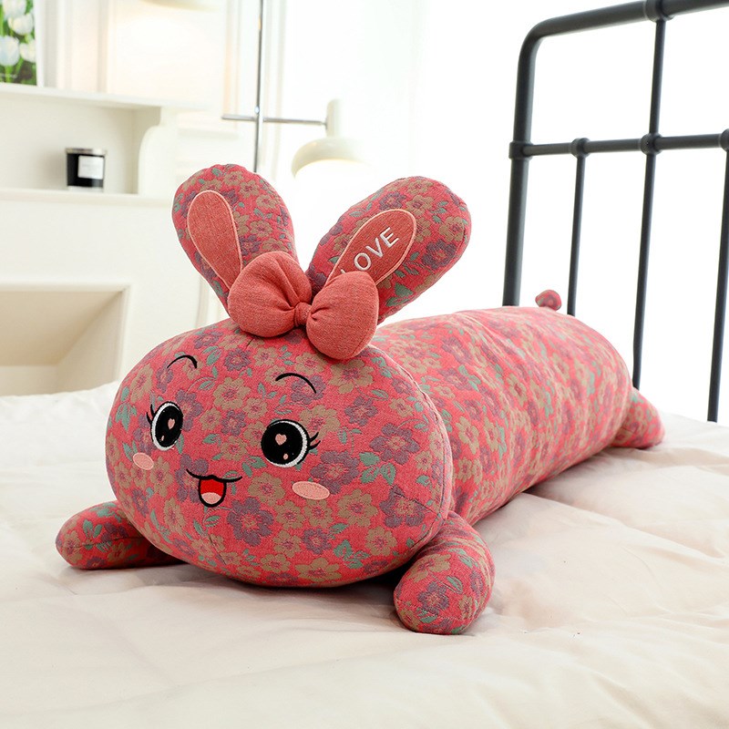 可爱碎花趴趴兔陪睡抱枕娃娃抱枕睡觉床上夹腿兔子长条玩偶女生