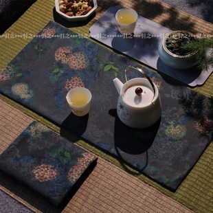 引之复古红云纱茶垫文艺素雅茶道零配桌旗干泡席方茶布小桌垫