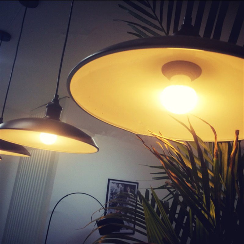 lt创意个性复古工业风商铺咖啡厅餐厅吧台单头三头铁艺锅盖吊灯