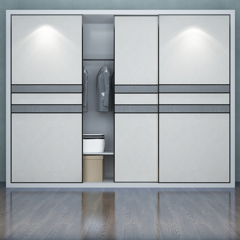 衣柜门衣橱推拉滑移门定制现代实木柜门壁橱彩绘吸塑木门