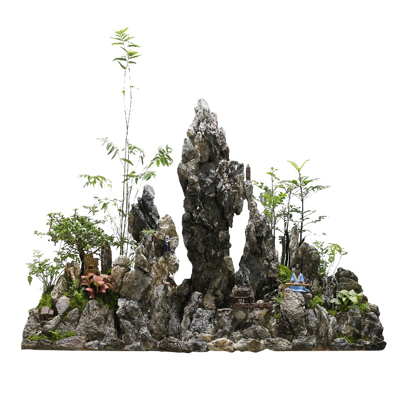 定制阳台庭院鱼池造景假山流水摆件循环水生态古法缸水陆缸