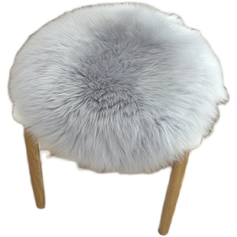 纯羊毛椅垫圆形办公室坐垫澳洲羊皮毛一体餐椅垫加厚毛毛垫
