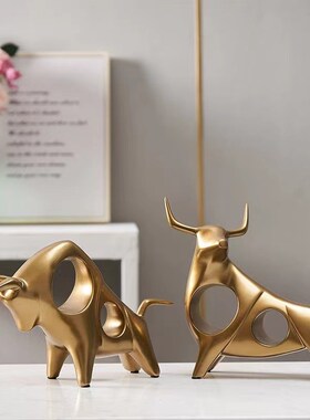 现代招财牛酒柜装饰品小客厅电视柜玄关摆设工艺礼品