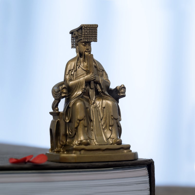 复古文昌帝君神像文曲星摆件供奉雕像精致小号黄铜像书房桌面装饰