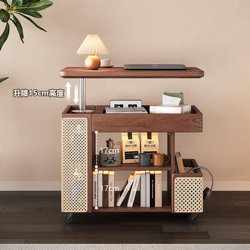 实木移动茶几客厅家用升降边几带轮小推车巴士边几小户型沙发边柜