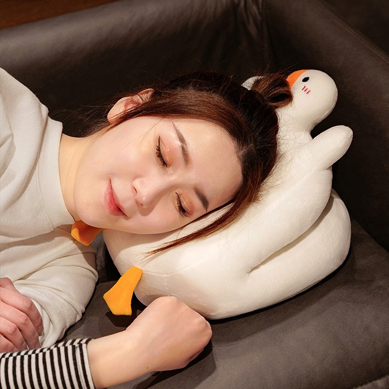 大白鹅冰丝午睡枕学生靠垫办公室趴睡枕实用多功能腰靠枕沙发座椅