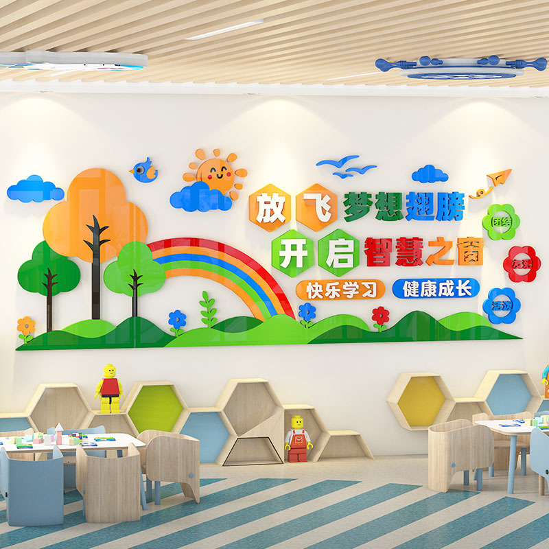 托管班墙面装饰文化墙墙贴大厅走廊教室布置墙贴幼儿园环创主题墙