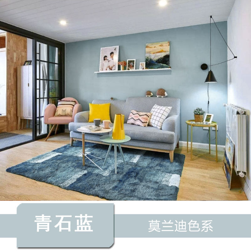 乳胶漆墙面漆墙漆雾霾蓝灰蓝浅蓝色淡蓝色客厅沙发电视背景墙油漆