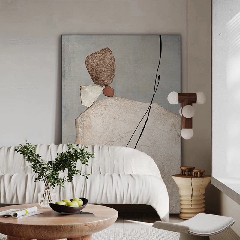 石来运转客厅落地挂画现代玄关沙发背景墙装饰画抽象大气壁画