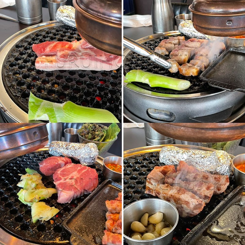 韩国进口浇铸不粘涂层炭火烤盘直径295加厚高级合金底盘不沾篦子