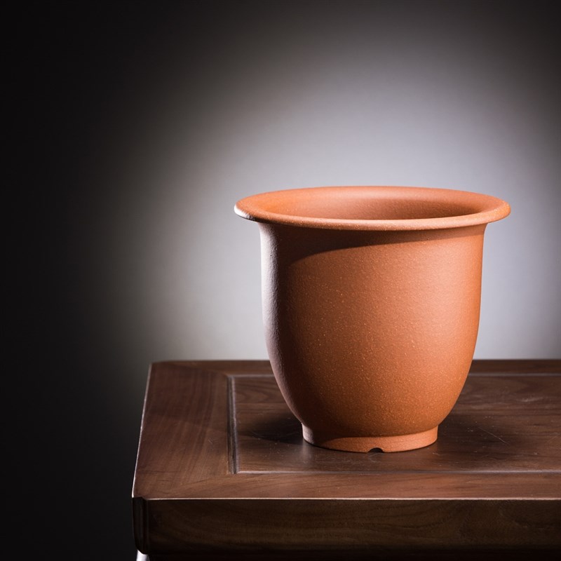 新款促销精品定制级泥料制作五道素精品李记带底座托盘紫砂小圆盆