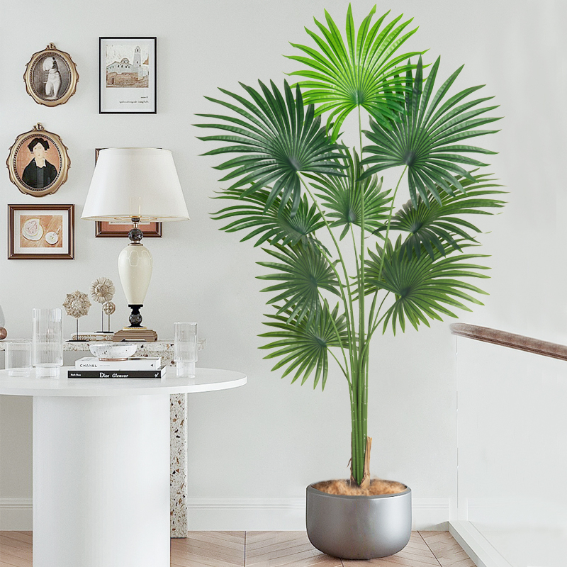 七茉仿真绿植盆栽加州蒲葵高端客厅仿生假树植物盆栽室内装饰摆件