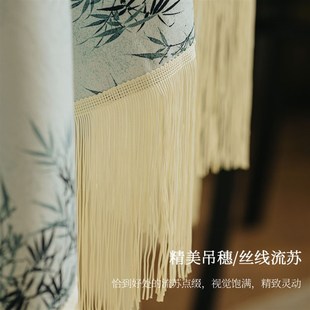 雨雾墨竹桌布新氛围感客厅圆桌餐桌台布国风田园茶几盖布定制