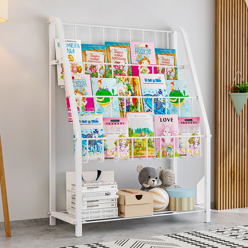 儿童宝宝书架卡通绘本幼儿园图书架小孩简易书柜小型置物收纳铁架