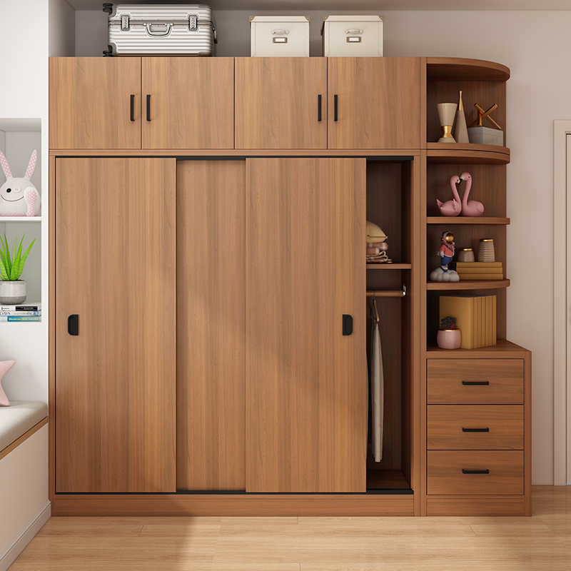 衣柜新款2023爆款实木拉门家用卧室衣柜加厚环保板收纳柜经济型