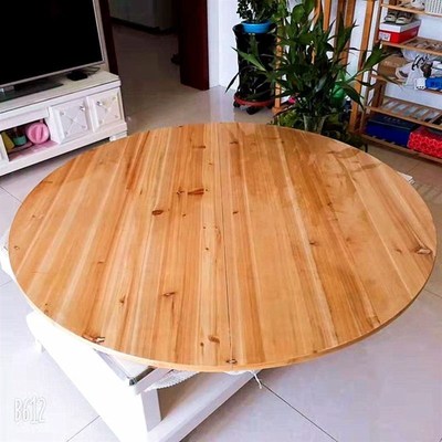 家用折叠圆桌圆桌面折叠桌圆形餐桌对折餐桌圆台面大圆餐桌