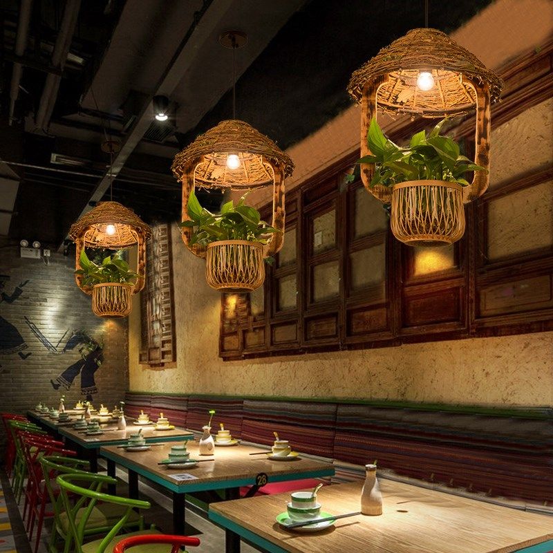 中式复古个性仿古藤艺竹艺农家乐特色民宿客栈吧台吊灯,家装灯饰光源,餐厅吊灯,淘宝优惠券,粉丝福利购,淘宝优惠卷