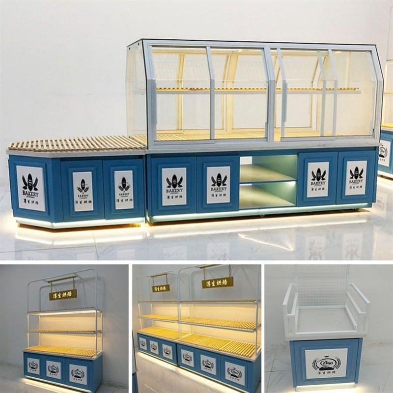 面包柜展示柜中岛柜蛋糕架三层铁艺边柜烘焙甜品店多层长条摆摊