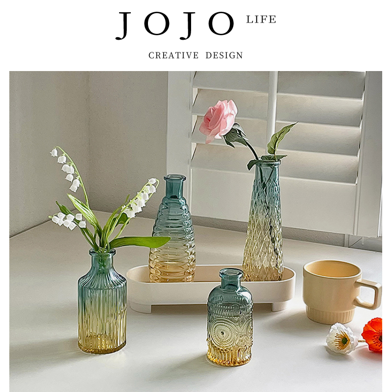 JOJO L. PD.Drift.欧式复古玻璃花瓶小口径餐桌摆件丨岚浮