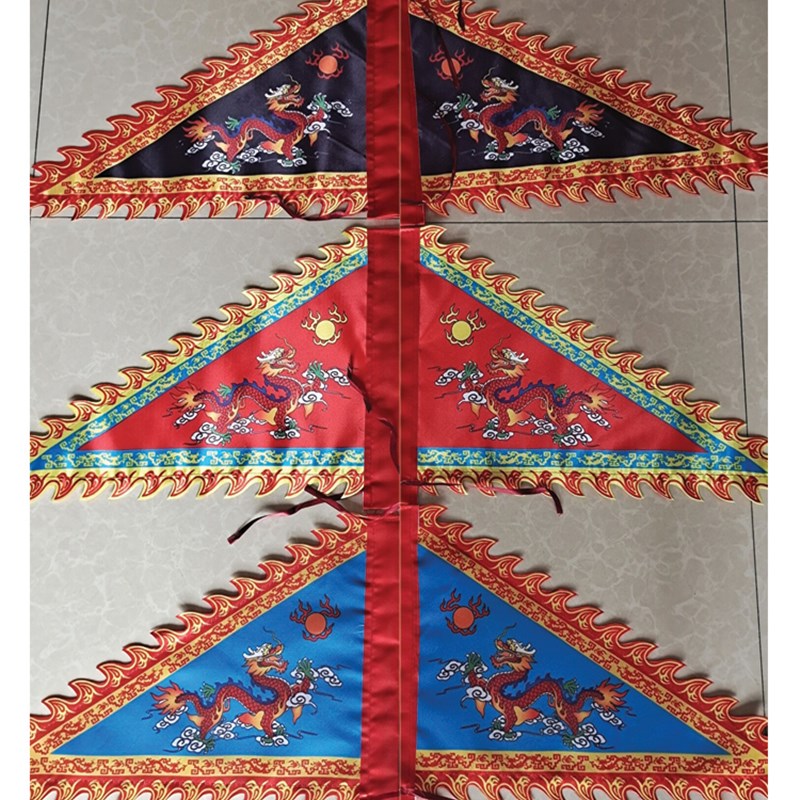 定制三角龙旗仿古旗狼牙花边龙旗旗帜/锦旗