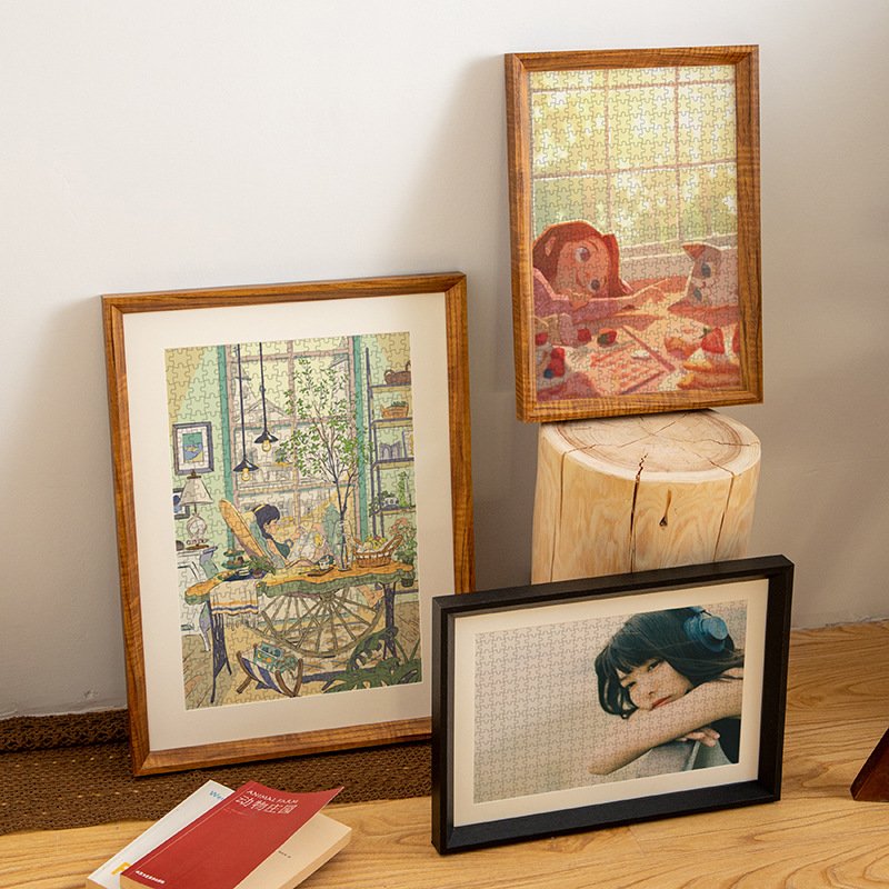 实木立体拼图相框定 做方形装裱挂墙素描装裱A3A48K4K拼图框