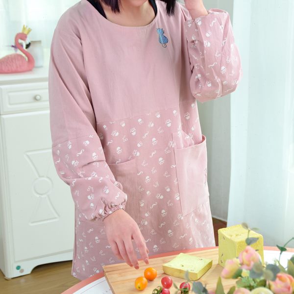 冬季卡通长袖围裙防水透气家用厨房男女式罩衣定制logo广告工作服
