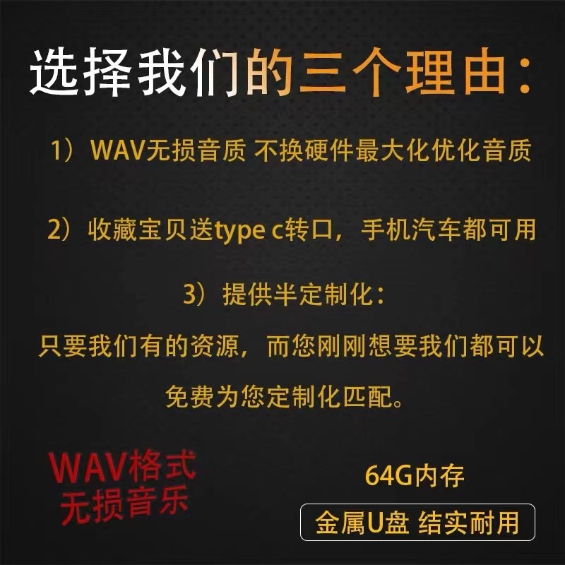 WAV无损d格式音乐u盘高音质2024流行发烧抖音经典歌曲车载优盘歌