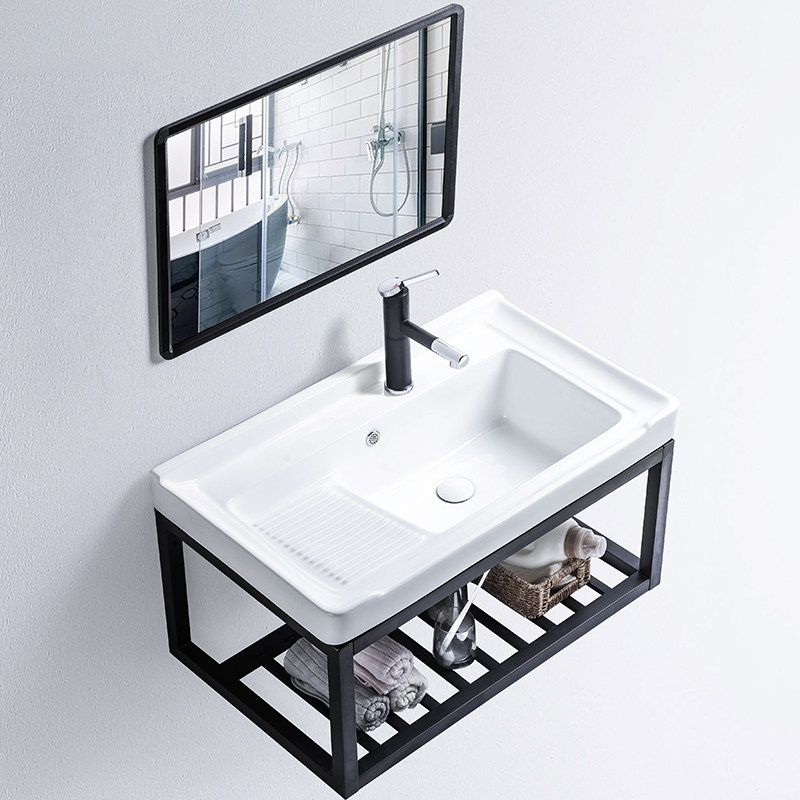 莫德卡恩MODEUCNE 挂墙式洗衣盆带搓衣板加深cm阳台陶瓷洗衣槽