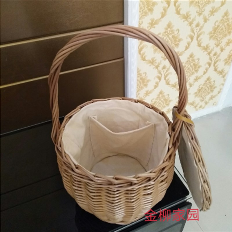 柳编竹编藤编手提篮菜篮子礼品篮购物篮编织花篮大号田园野餐篮