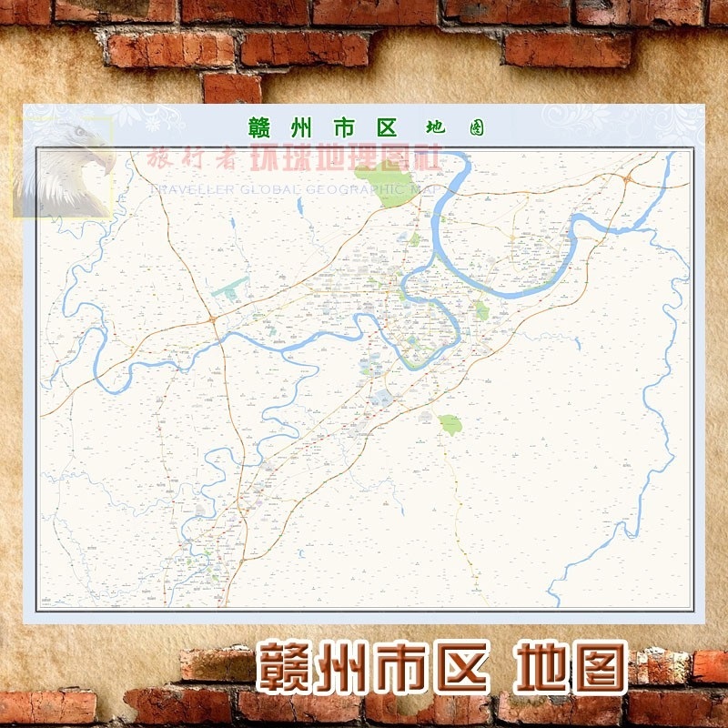 超大巨幅 赣州市区地图订制定做 城市城区海报2021新版装饰画芯