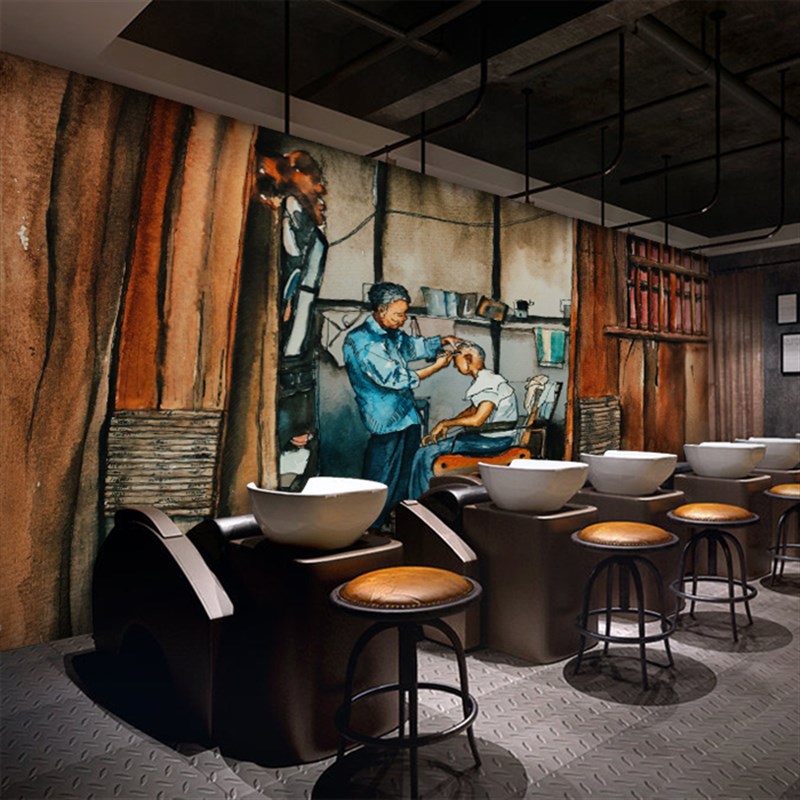 3d复古怀旧年代童年游戏壁画马路边边墙纸饭店酒吧餐厅装饰墙布