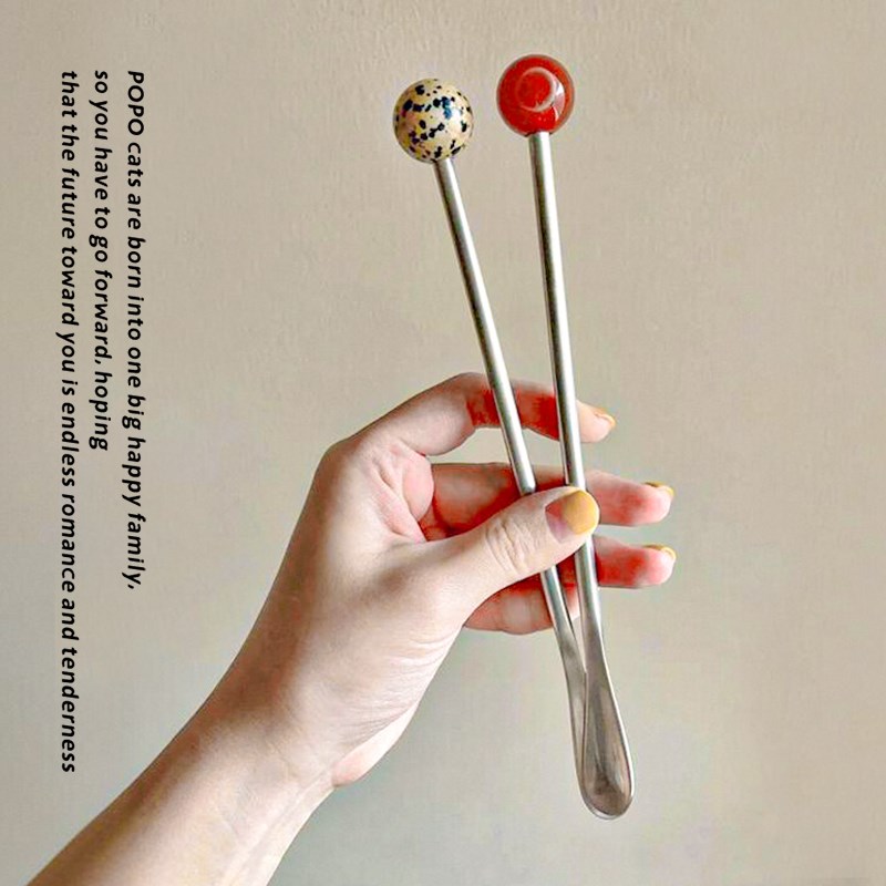 创意圆球咖啡搅拌棒高级感不锈钢勺子甜品勺202新款咖啡勺调酒棒