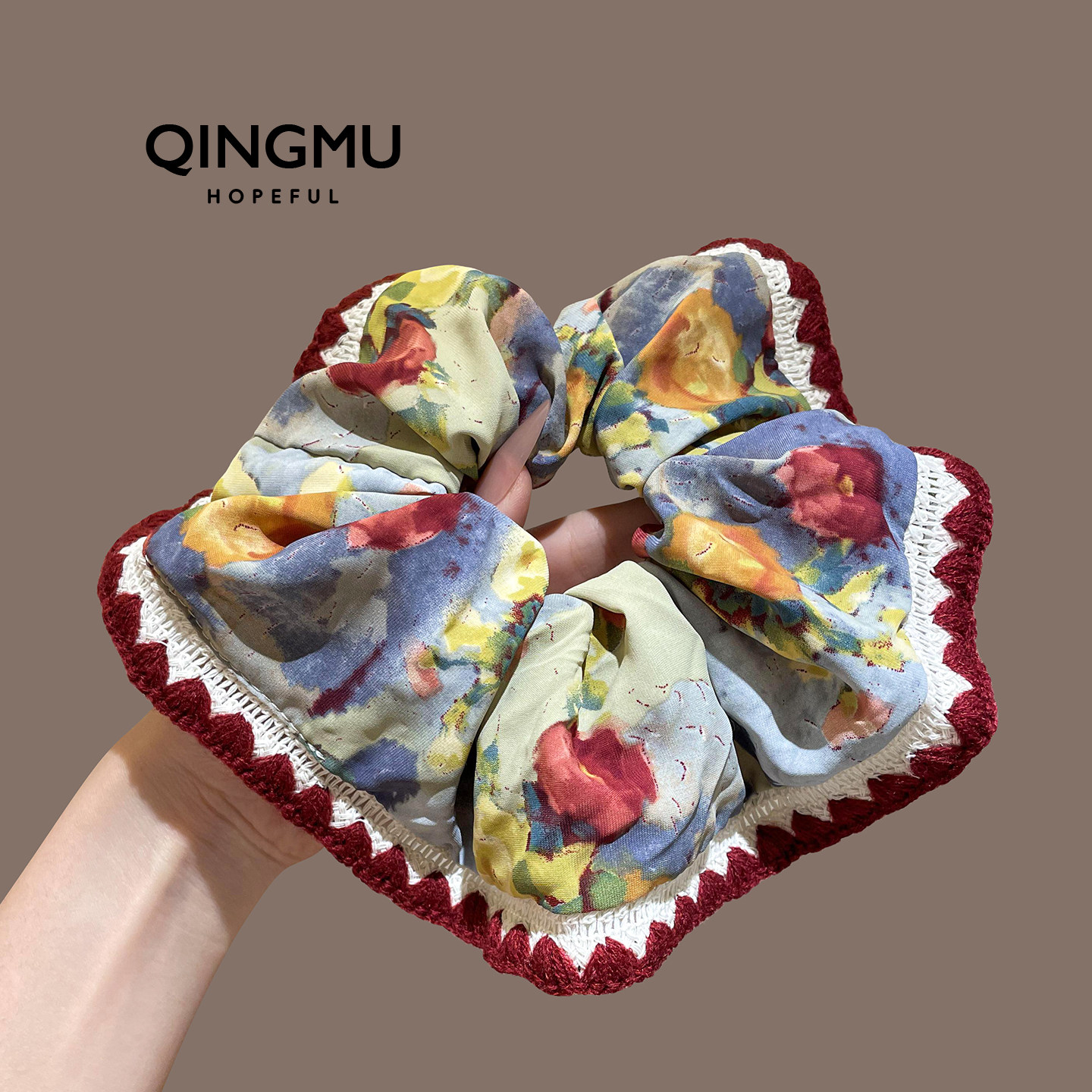 莫奈花园~ 复古油画裙摆大肠发圈女气质大号扎低马尾发绳皮筋发饰